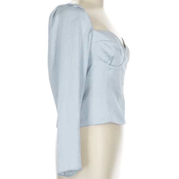 $98 Aritzia Wilfred Puff Sleeve Blouse In Light Blue Size Large L 10 - Picture 3 of 7